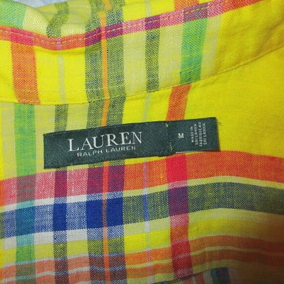 Lauren Ralph Lauren Linen Top Womens Size M Tunic Long Sleeves Coastal Resort - Picture 5 of 12